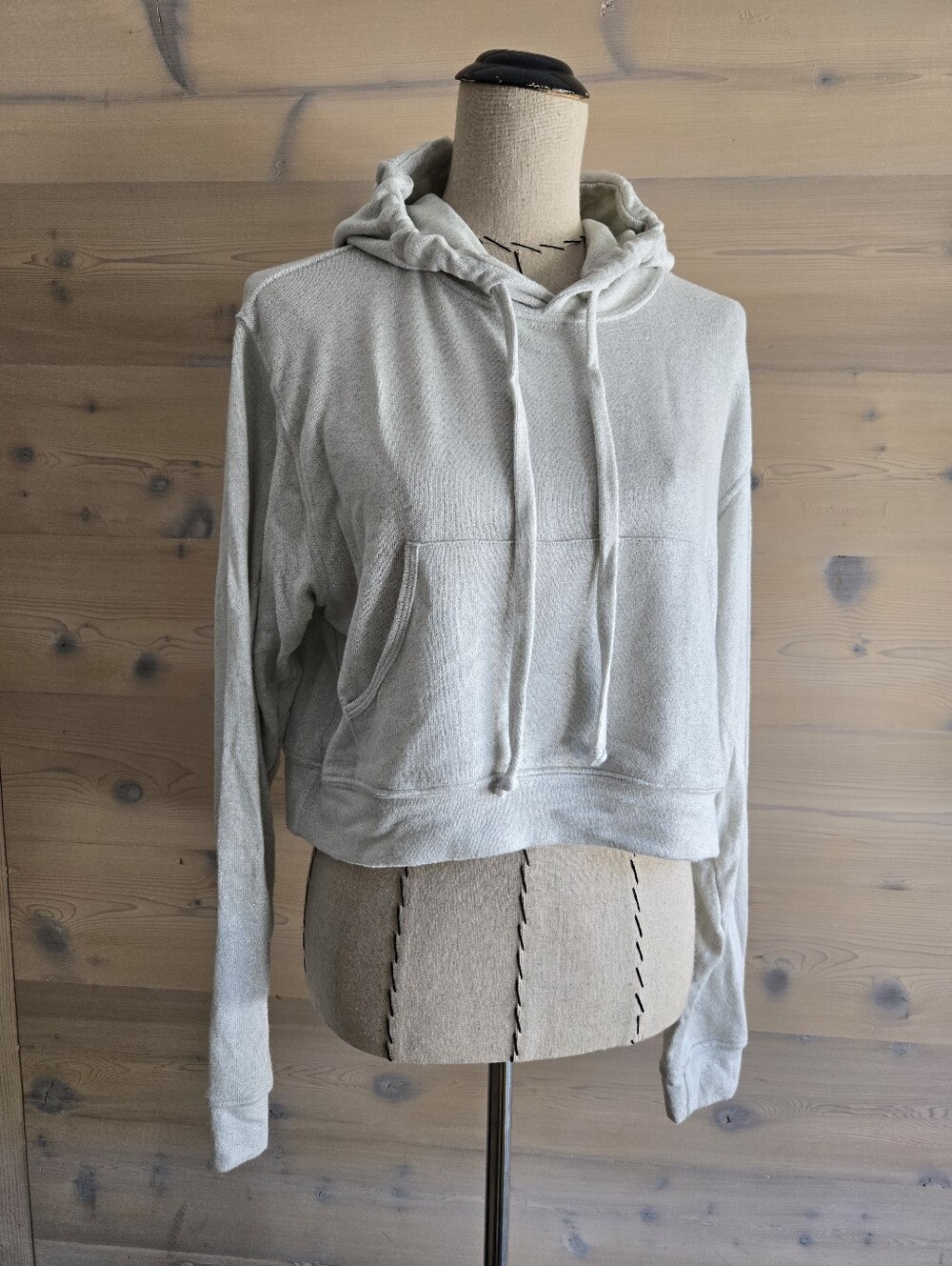 NWOT Bleusalt Kaia Cropped Skater Hoodie In "White Sparkle" Size 3 (M/L)